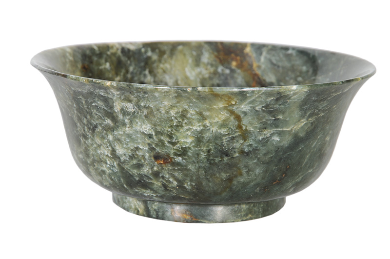 A large spinach green jade bowl