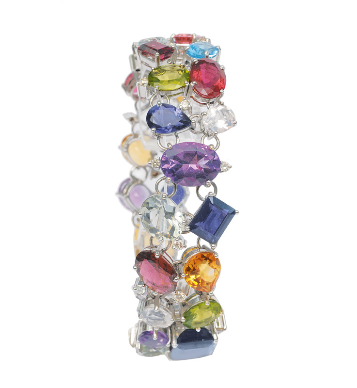 A coloured stone bracelet with diamonds