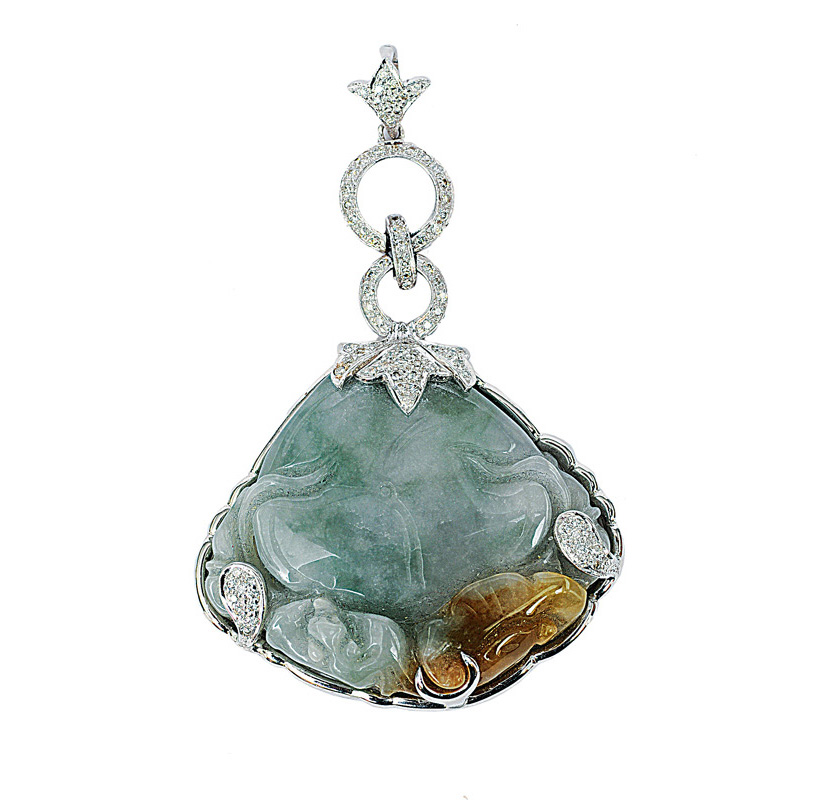 A jade diamond pendant