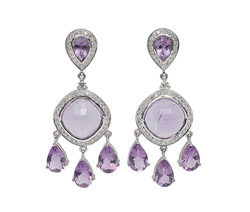 Paar Amethyst-Brillant-Chandeliers