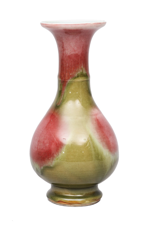 A flambé baluster vase