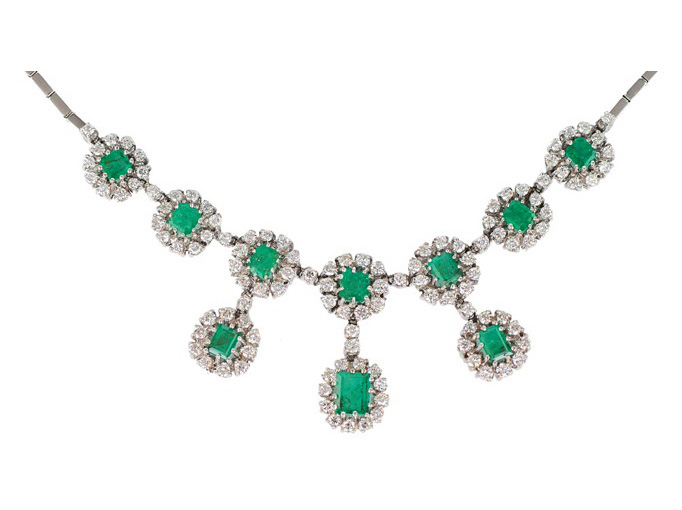 An emerald diamond necklace