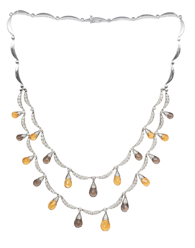 Elegantes Citrin-Brillant-Collier