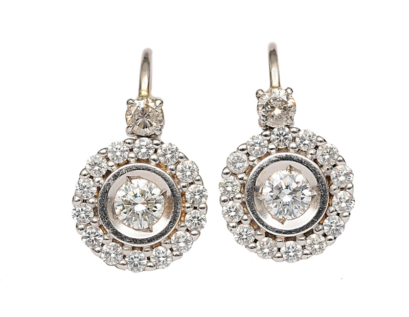 A pair of diamond earrings