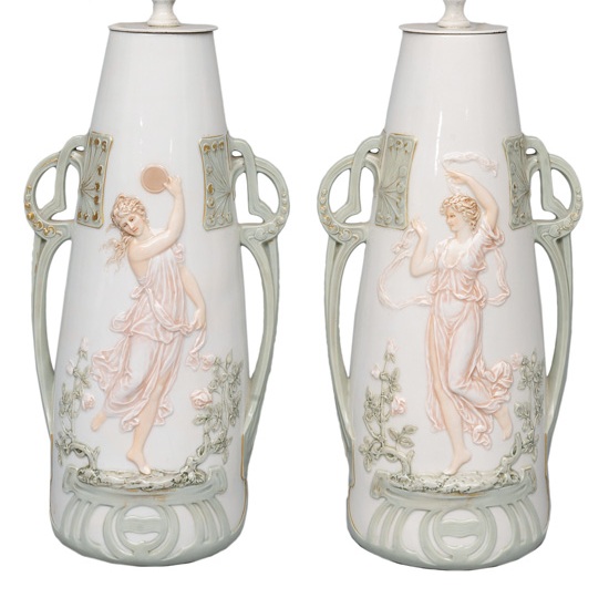 A pair of Art Nouveau lamps "Dancer"