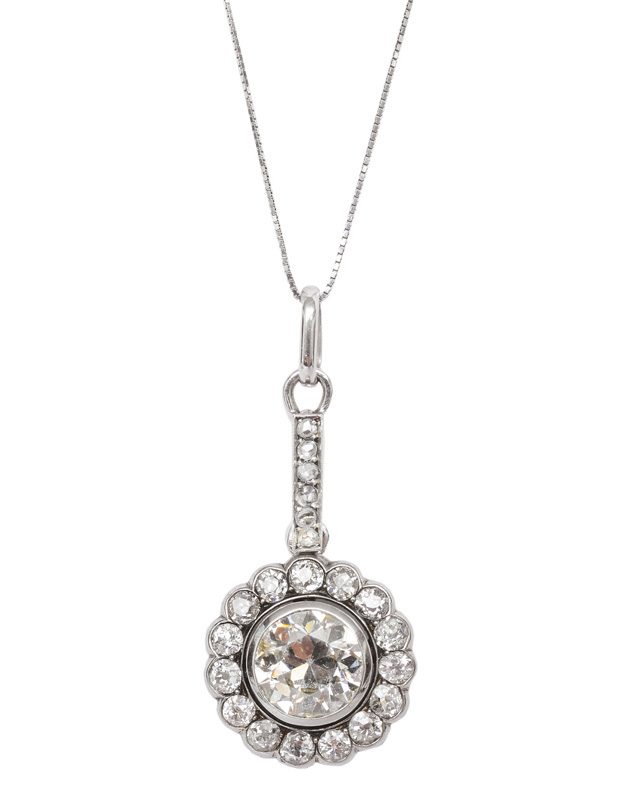 A diamond pendant with old cut diamonds