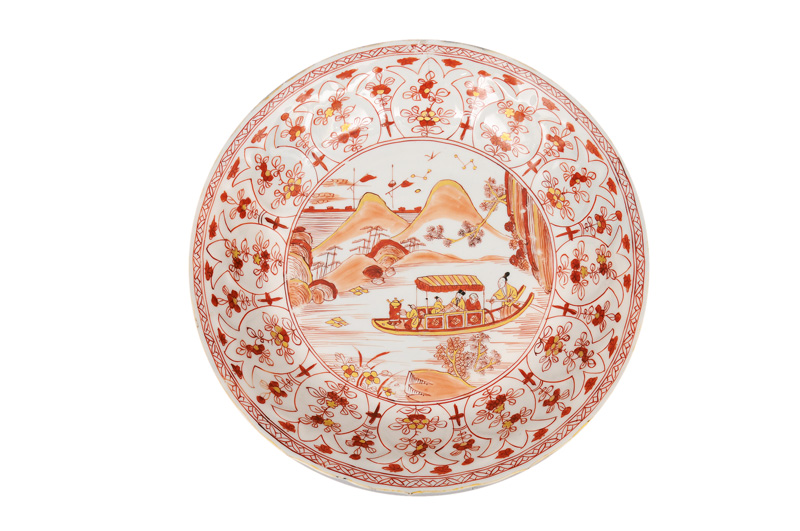 A plate with boat scene