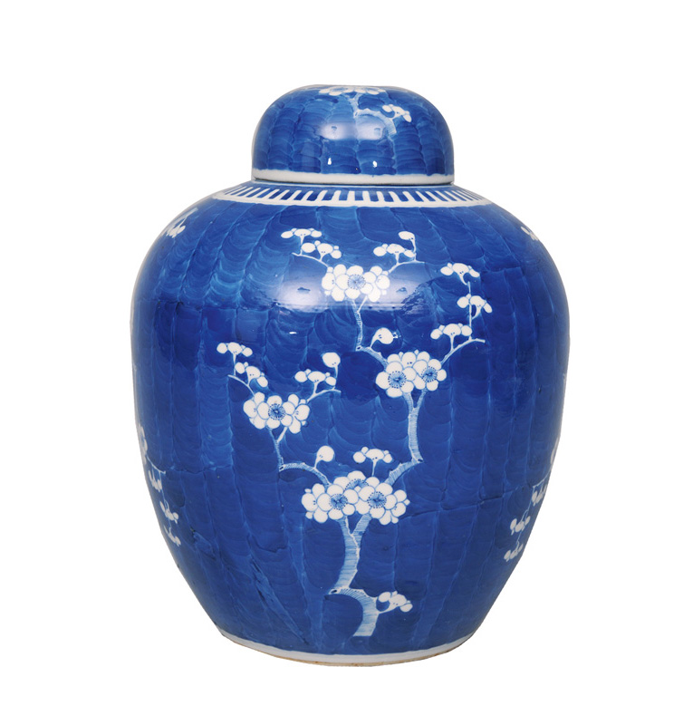 A tall ginger jar with plum blossoms