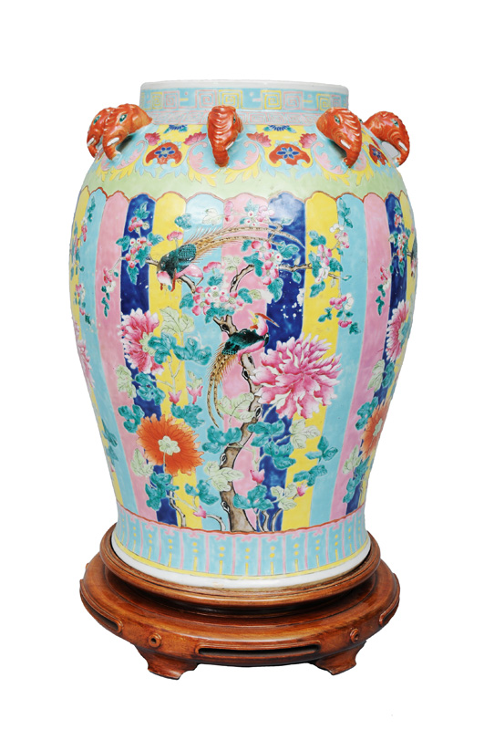 A tall shoulder pot with elephant loop-handles