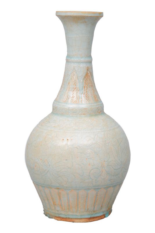A bottle vase with relief decoration