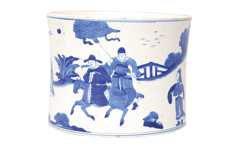 A large "Bitong" brushpot with scholars scene