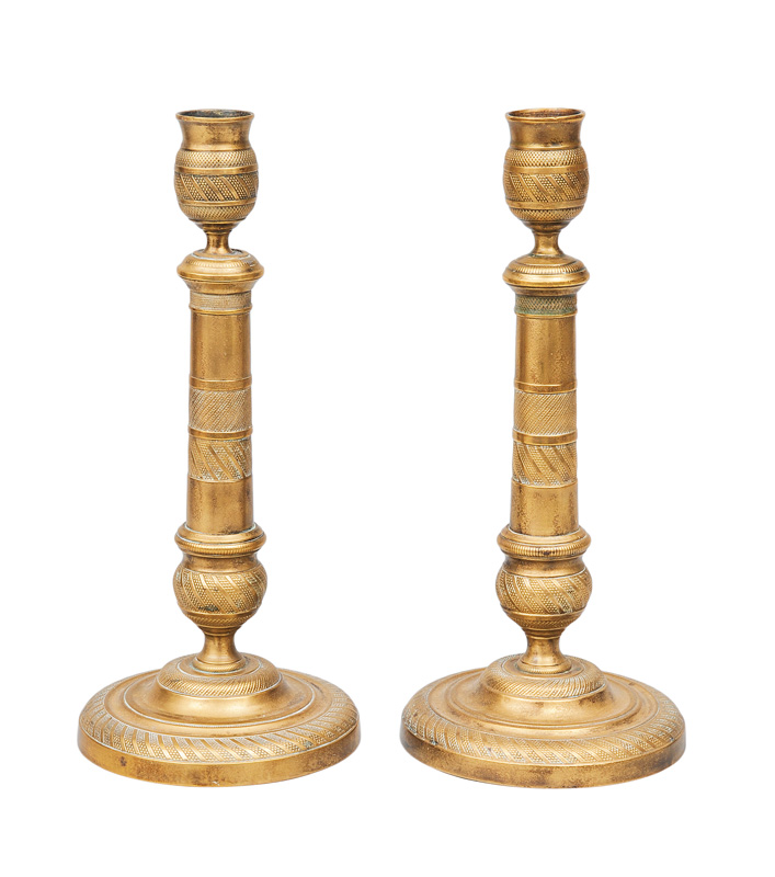 A pair of Biedermeier table candlesticks