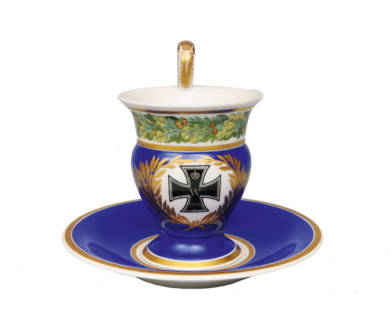 A souvenir cup "Iron Cross" with royal blue underground