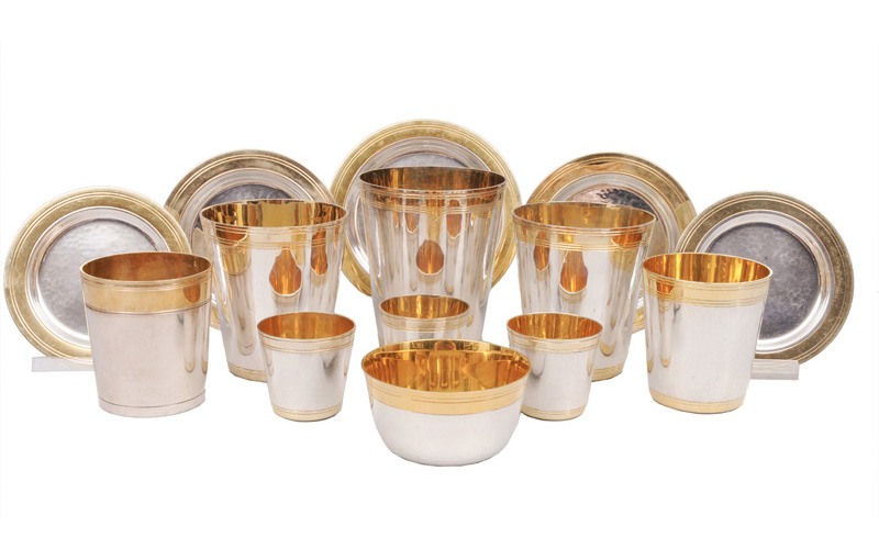A set of cups and coasters