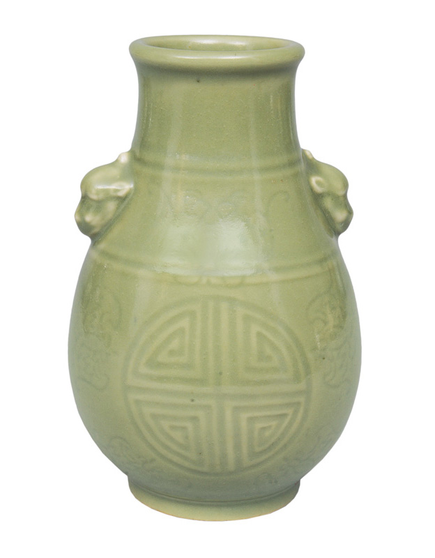 A celadon HU vase with bat decoration