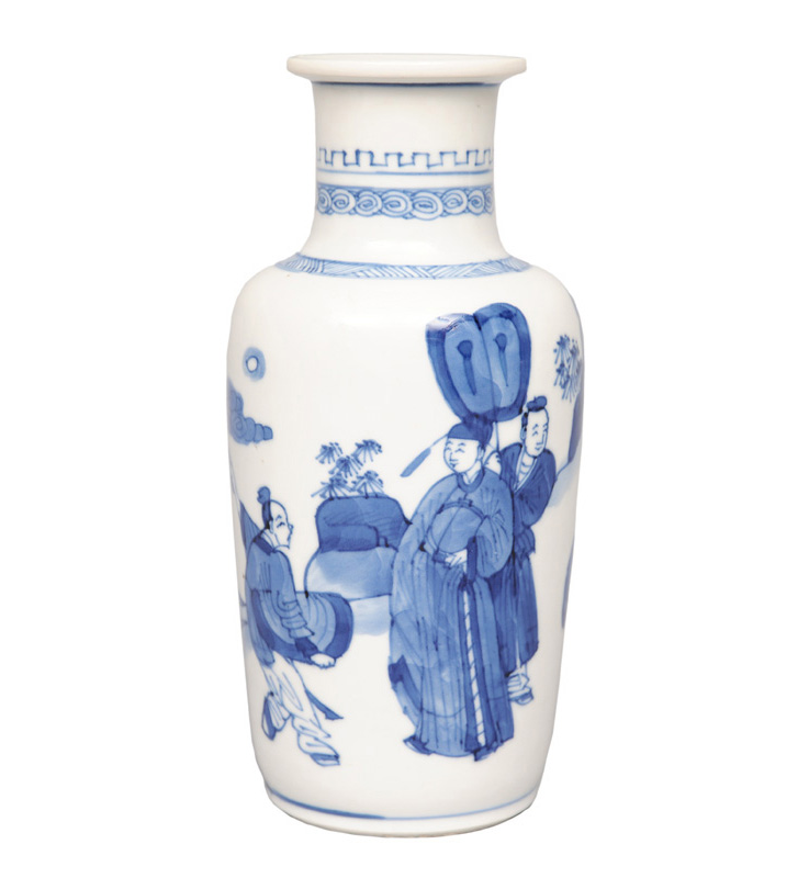 A rouleau vase with figural scene