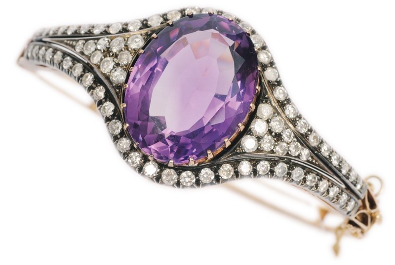 Jugendstil-Amethyst-Diamant-Armreif