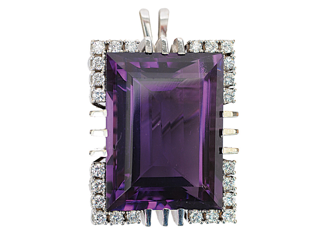 A modern amethyst diamond pendant