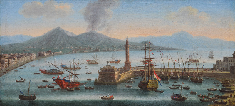 Port of Naples with Mount Vesuvius