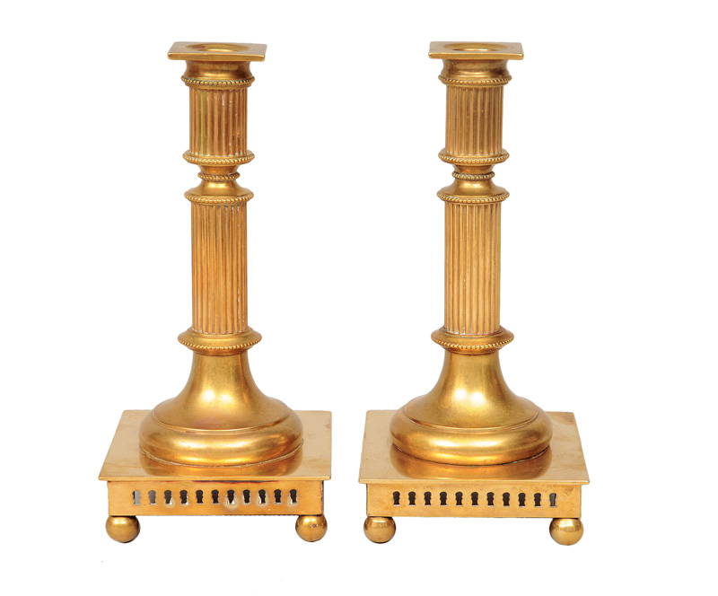 A pair of Biedermeier table candlesticks