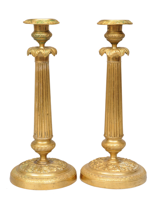 A pair of Biedermeier table candlesticks