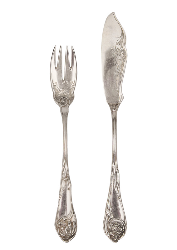 An Art Nouveau cutlery "Iris" for 12 persons