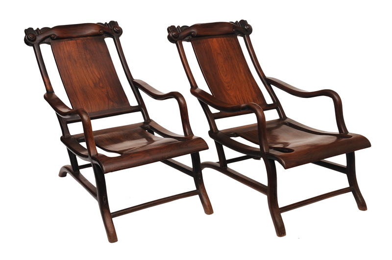 A rare pair of Huanghuali "moon gazing" chairs