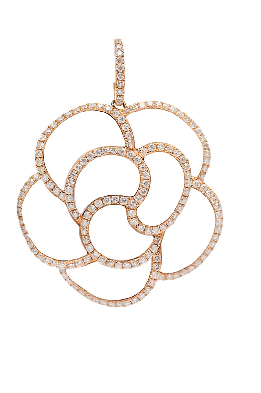 A flowershaped diamond onyx pendant