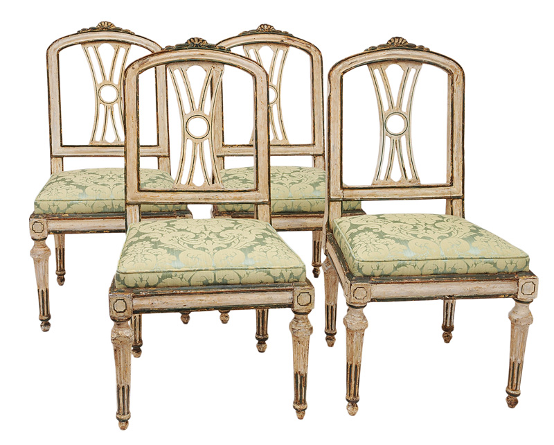 A set of 4 coloured provençal chairs of Transition