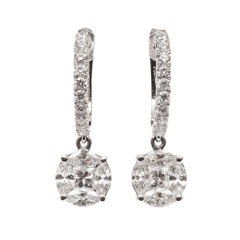 Paar Diamant-Brillant-Ohrringe
