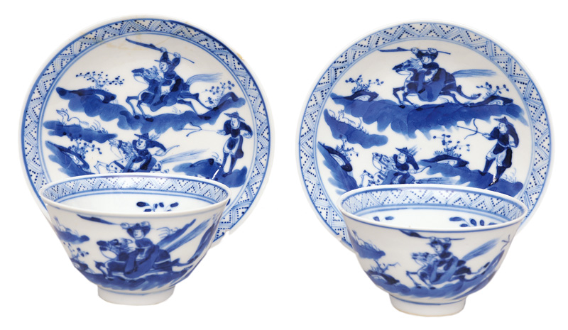 A pair of fine cups with horse scenes