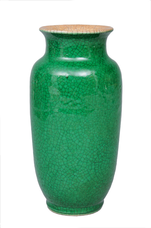 Rouleau-Vase mit Craquelé-Glasur