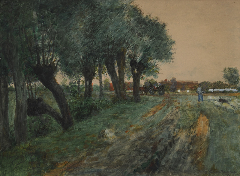 Landscape with Willow Trees and Horse Cart
