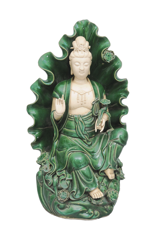 A Dehua figure "Guanyin on a lotus throne"