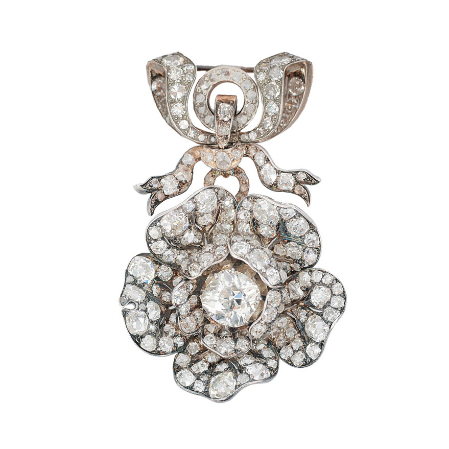 An antique, highcarat diamond brooch