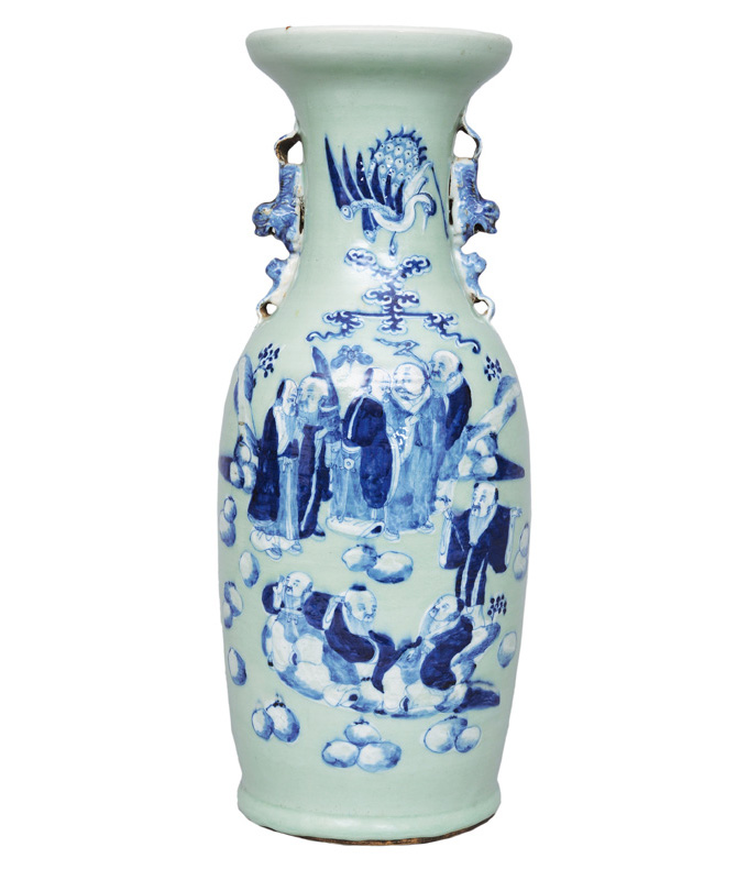 A tall "9 scholars" vase