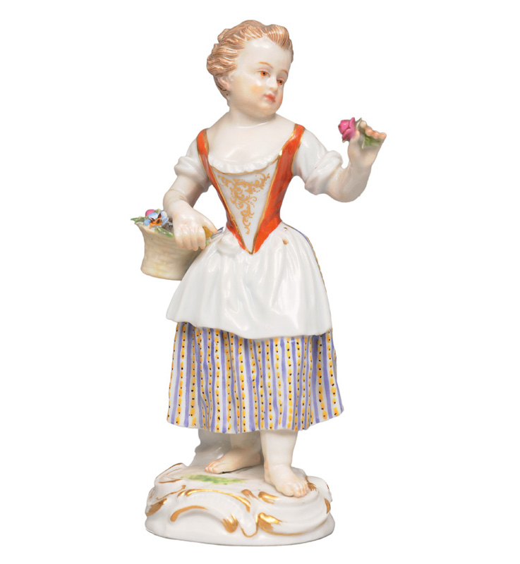 A figure "Gardener"s girl with flower basket"