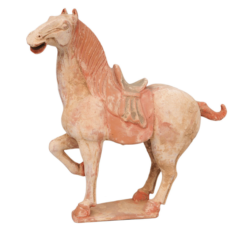 A pottery figure "Prancing Ferghana-Horse"