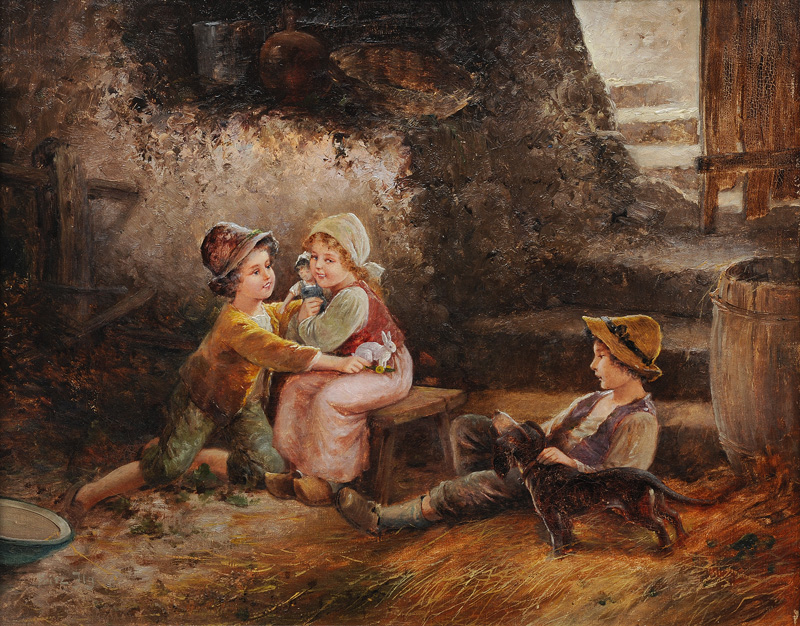 Children in a Barn