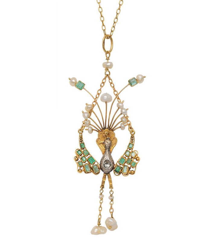 An Art-Nouveau necklace "Peacock"