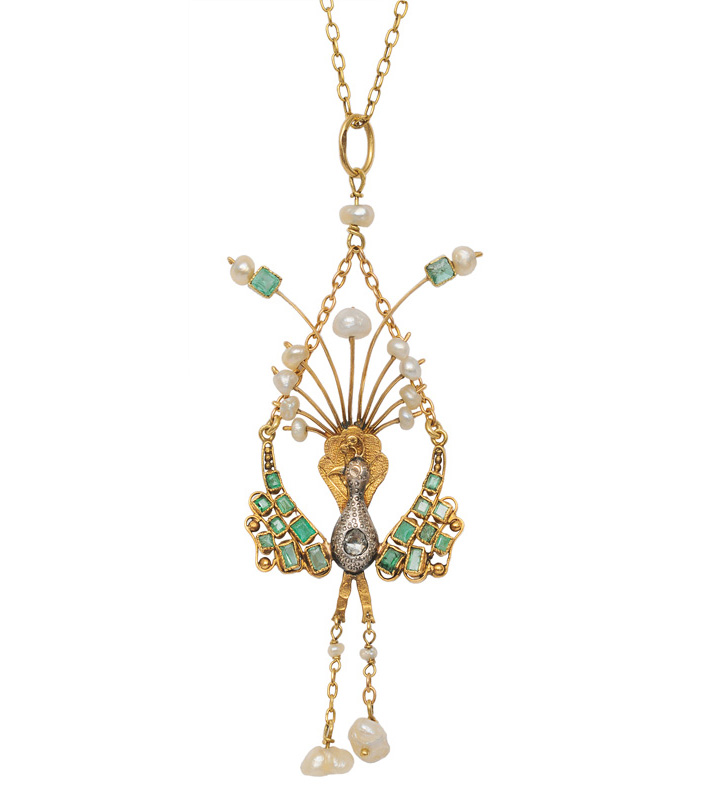 Art-Nouveau-Collier "Pfau"