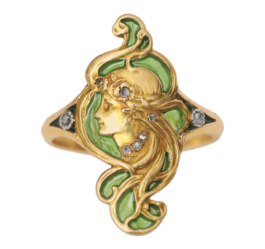 An Art-Nouveau ring with ladies portrait