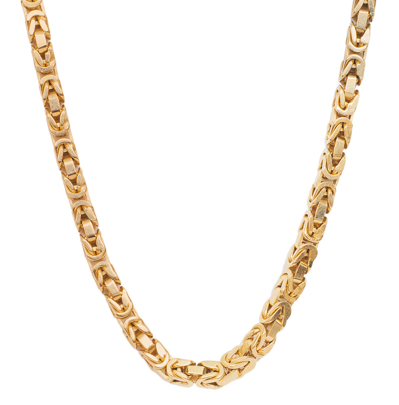 A long necklace in gold