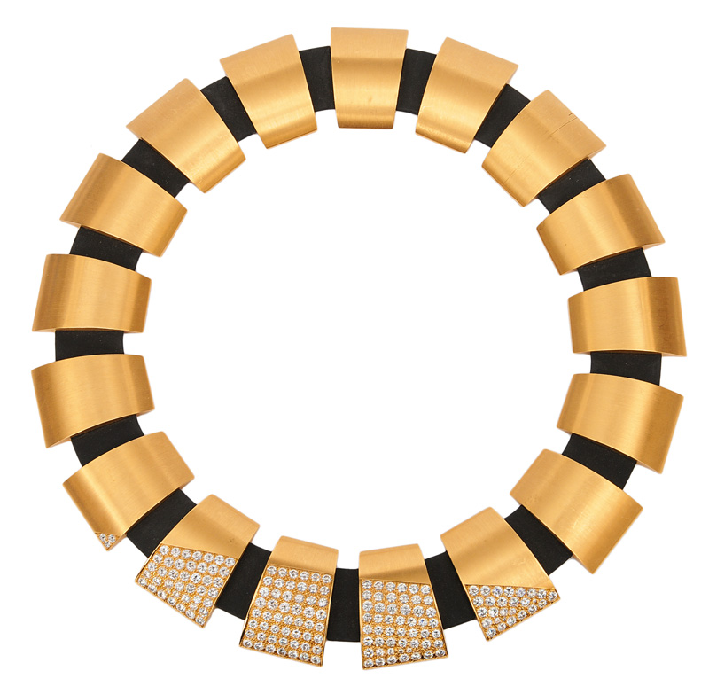 Modernes Gold-Collier mit reichem Brillant-Besatz