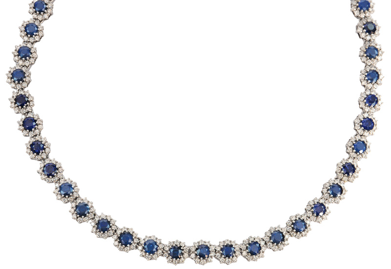 A highcarat sapphire diamond necklace