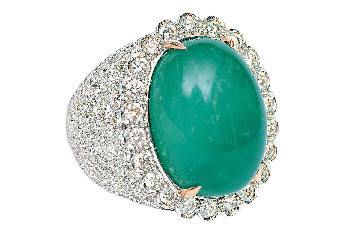 A large, highcarat emerald diamond ring
