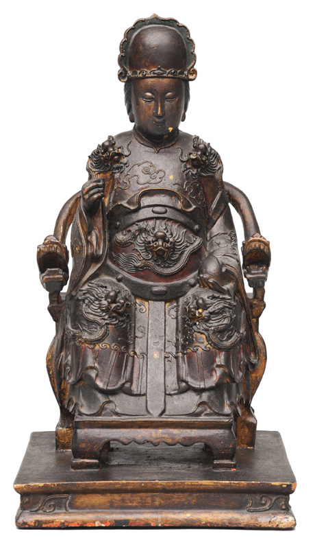 A wood figure "Emperor on a dragon throne"