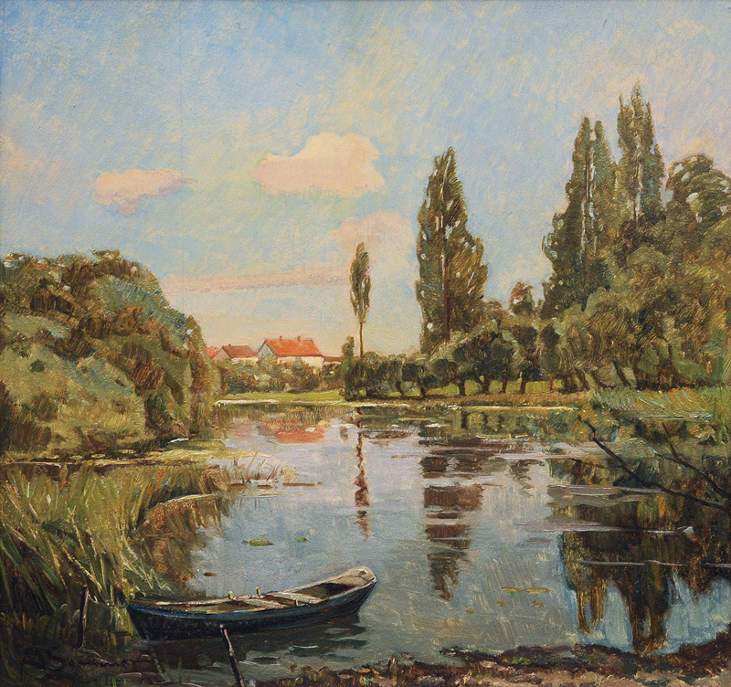 A. Sommer, Süddeutscher Landschaftsmaler 1. Hälfte 20. Jh. - Summer Day by the Rhein Summer Day by the Rhein