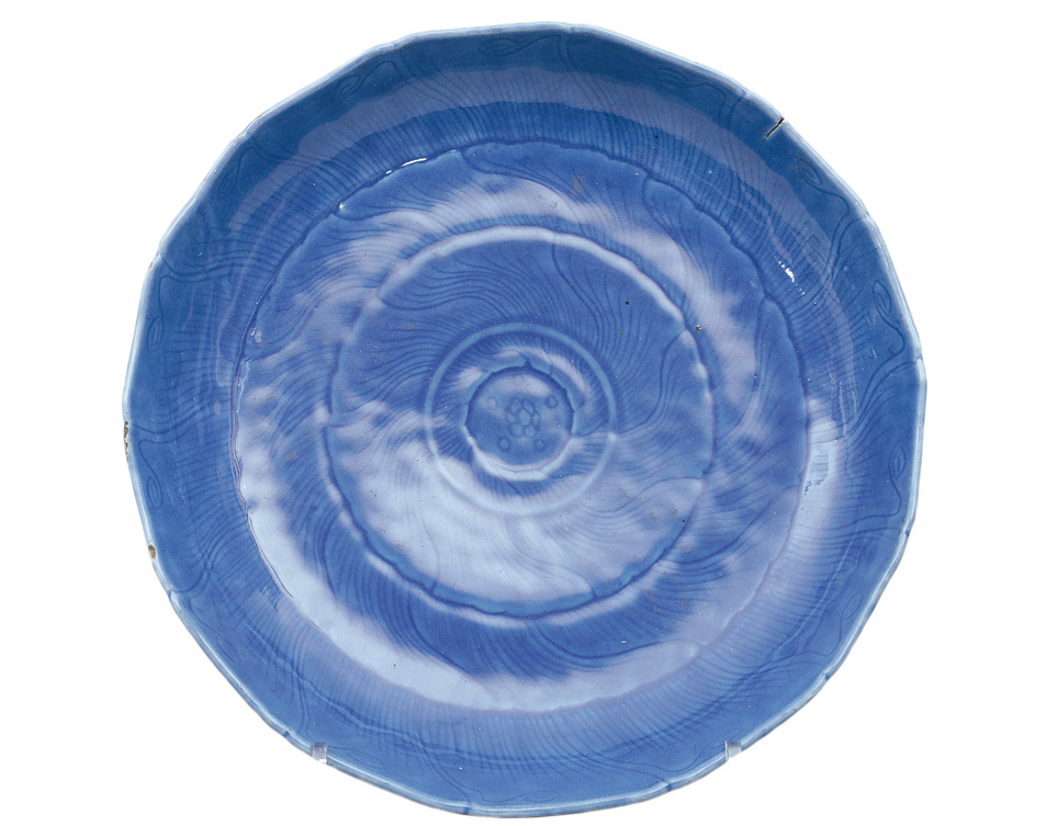 A large monochrome lotus bowl