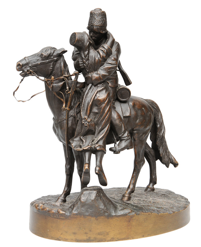 Bronze-Figur "Kosakenpaar zu Pferd"